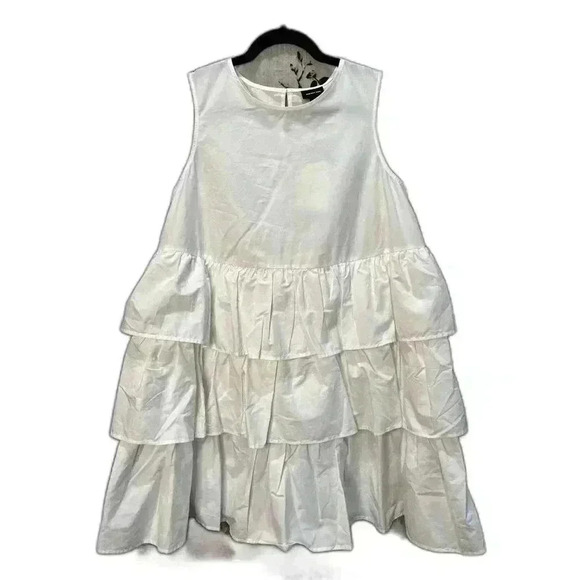 NWT Who What Wear Women’s Sleeveless Multi Teired Dress White Size M - Picture 1 of 6